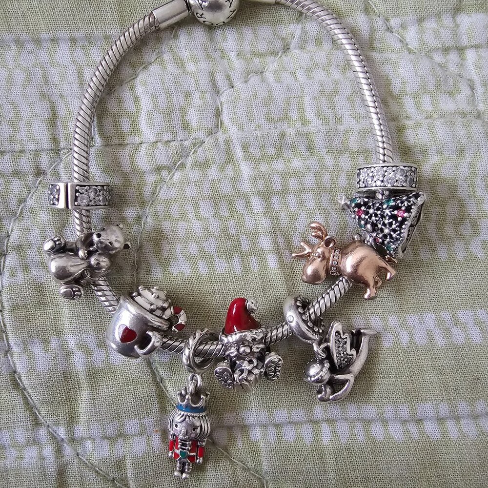 Authentic Pandora Christmas-themed Charm Bracelet
